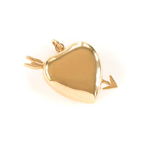 A gold puffy heart pendant