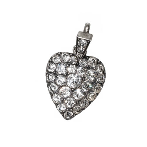 An antique victorian heart pendant set with paste stones