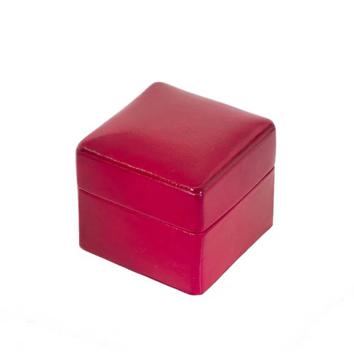 Glazed Leather Ring Box in Lipstick Red 